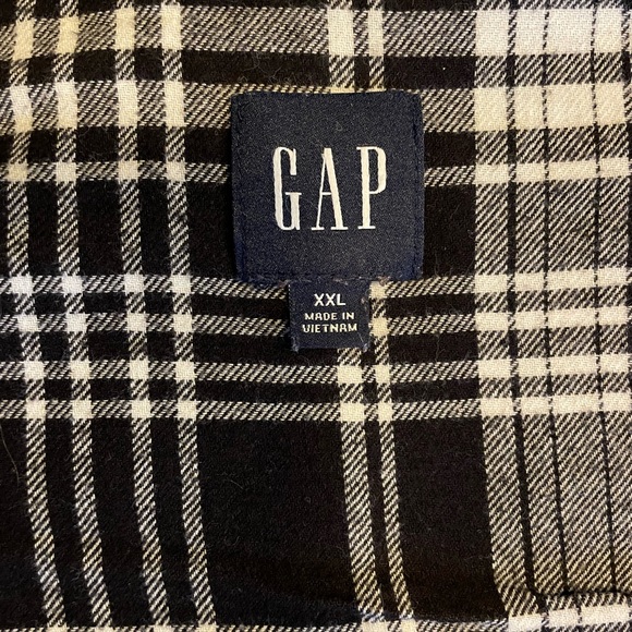 GAP Black and White Plaid Flannel Size XXL - Picture 5 of 8